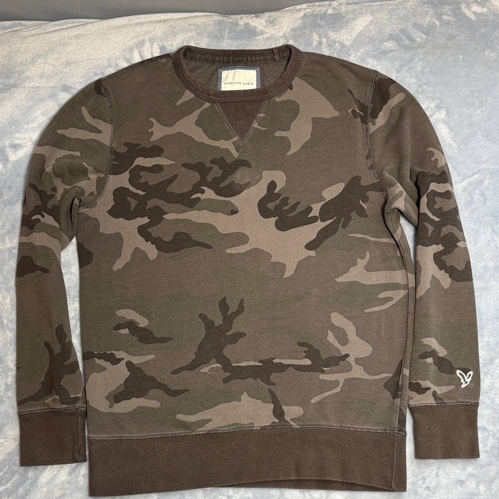 American Eagle Outfitters Brown Camouflage Crewneck Sweatshirt